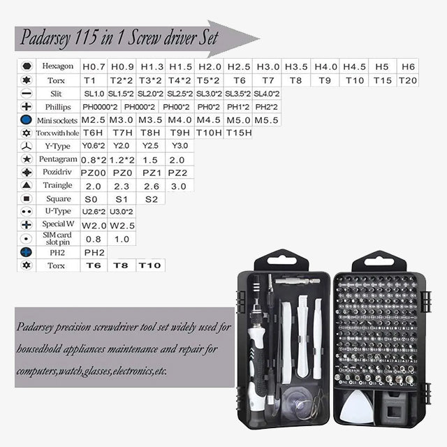 115PCS Screwdriver Repair Tool Kit Set – Complete Precision Tools for DIY, Home & Professional Use