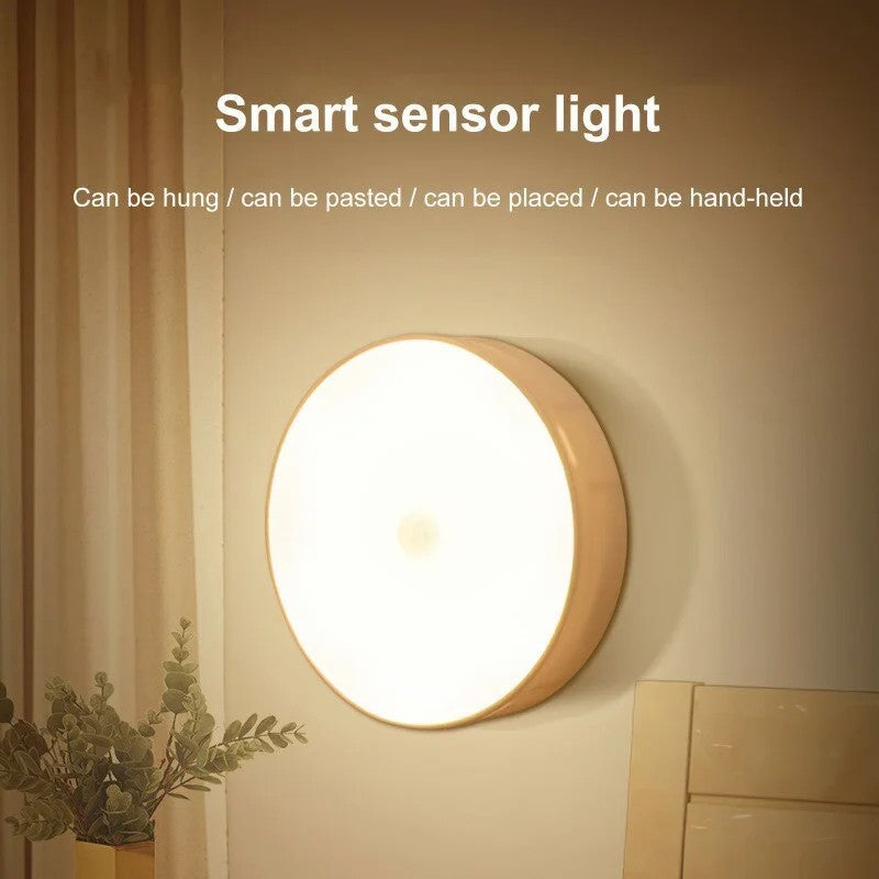 Rechargeable Wireless Motion Sensor LED Night Light | Magnetic USB Body Induction Lamp for Bedroom, Kitchen, Cabinet & Hallway | Warm & White Light