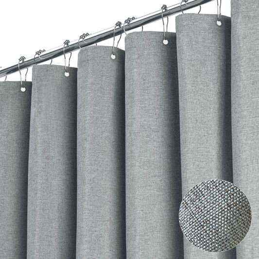 Waterproof Linen Shower Curtain – Modern Polyester Fabric Bathroom Curtain, Mildew & Water-Resistant Bath Partition