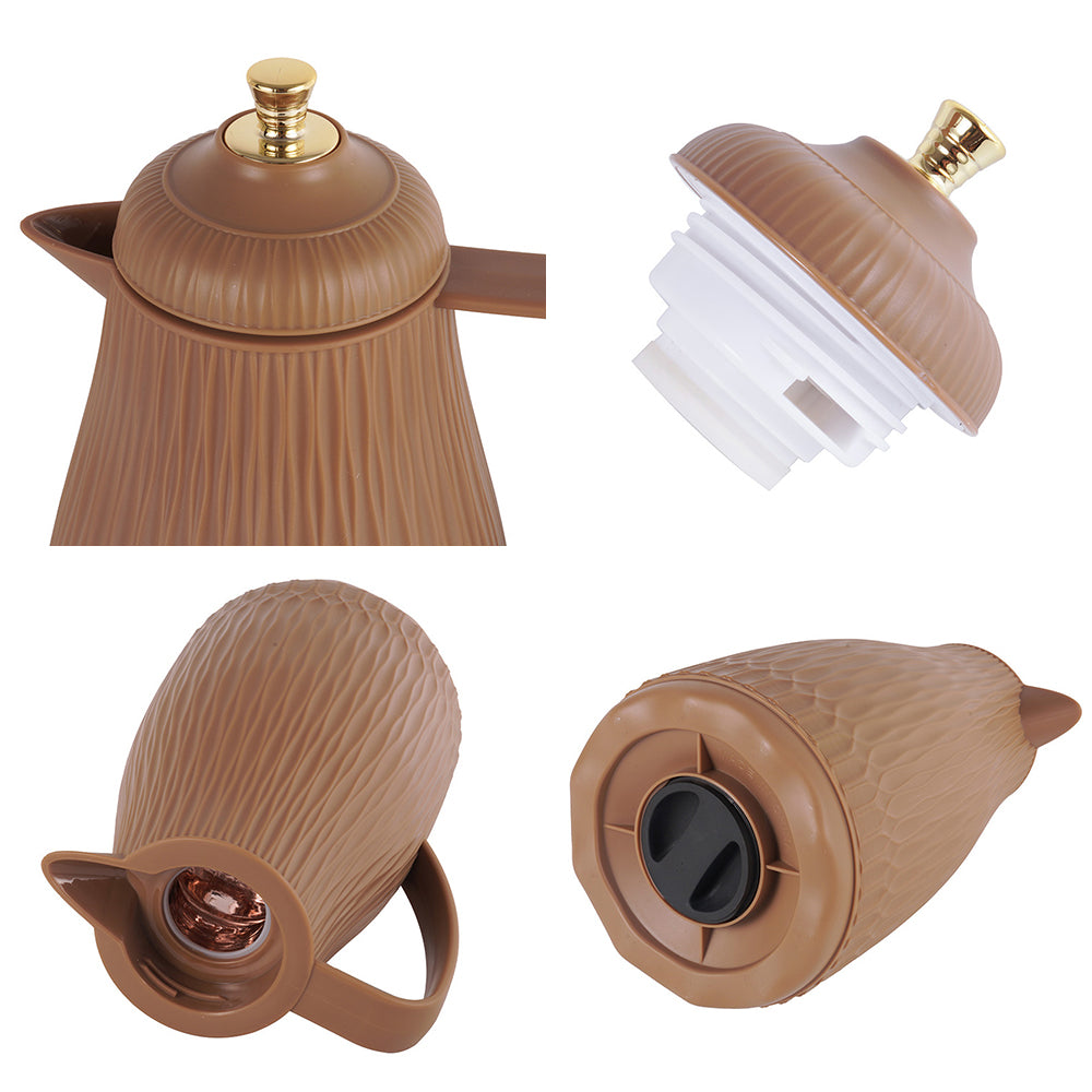 1000ml Arabic Style Vacuum Flask – Glass Liner Thermal Coffee & Tea Jug, Insulated Hot & Cold Beverage Carafe for Home & Office