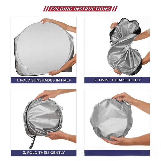 Universal Foldable Car Windshield Sunshade – Reflective UV Protection Sun Shield, Heat Resistant Front Windshield Cover (150 × 70 cm)
