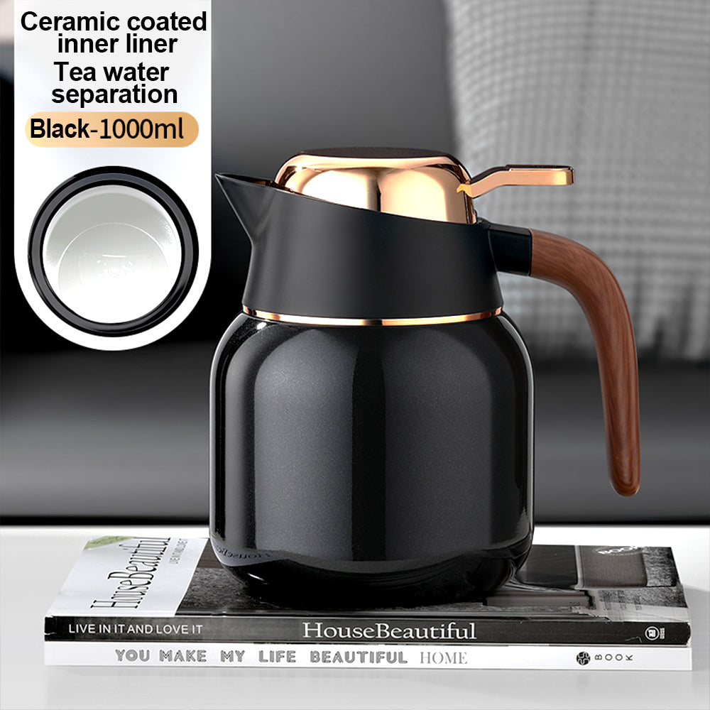 1000ml Vacuum Insulated Stainless Steel Coffee Carafe – Double-Wall Thermal Flask with Tea Infuser for Hot & Cold Beverages