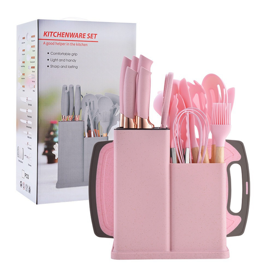 19-Piece Silicone Kitchen Utensil Set – LFGB & FDA Certified Non-Stick Heat-Resistant Cooking & Baking Tools with Holder