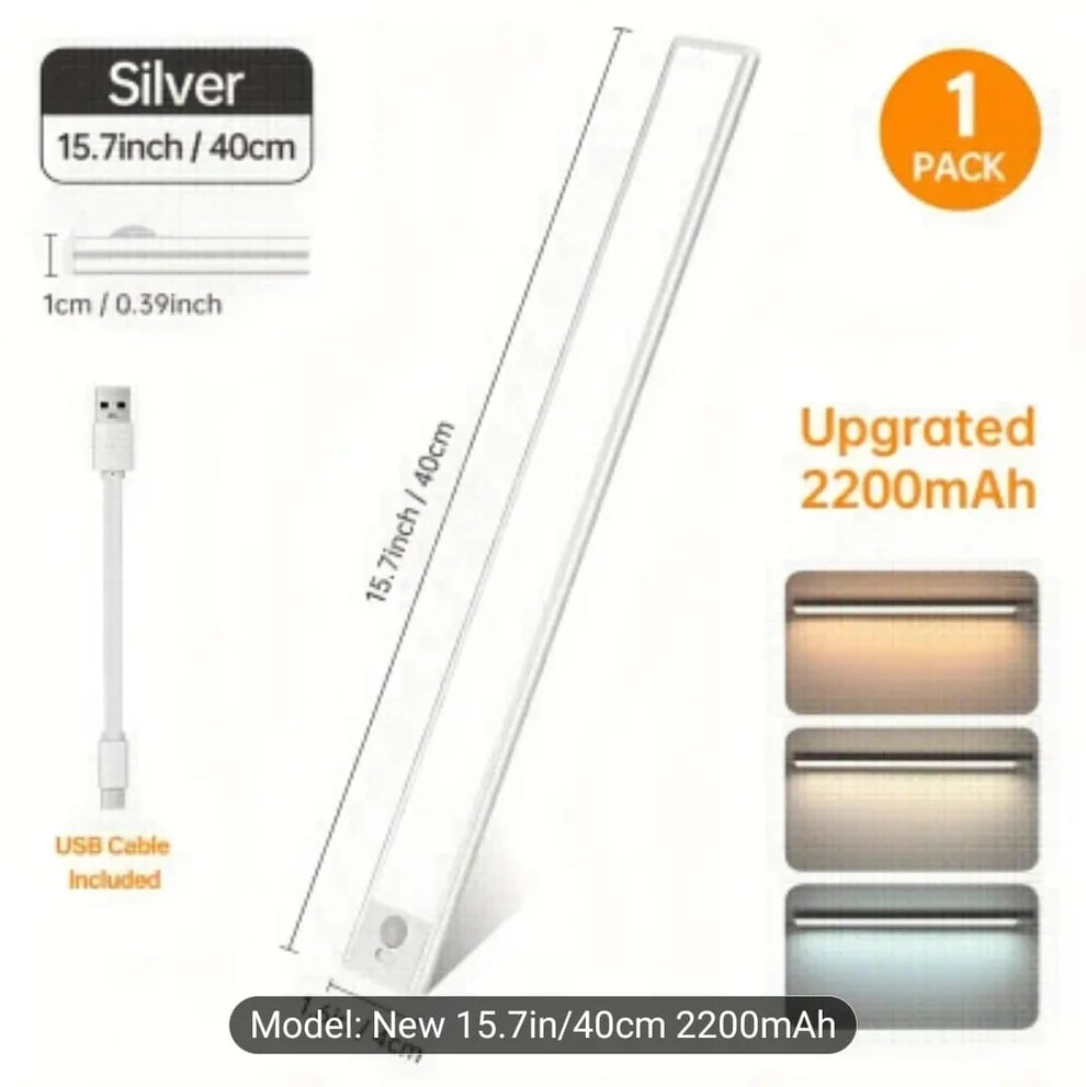 Rechargeable Aluminum LED Under Cabinet Light | USB-C Motion Sensor & Touch Dimmable Magnetic Light Bar (Multiple Sizes)
