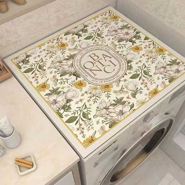 Nordic Vintage Wind Washing Machine Dust Cover – Waterproof, Non-Slip Mat for Refrigerator, Microwave & Nightstand Protection