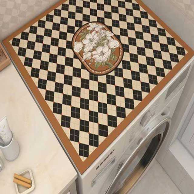 Nordic Vintage Wind Washing Machine Dust Cover – Waterproof, Non-Slip Mat for Refrigerator, Microwave & Nightstand Protection