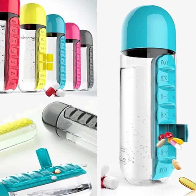 Portable Plastic Medicine Bottle 2-in-1 - Convenient Travel Pill Dispenser & Storage Container