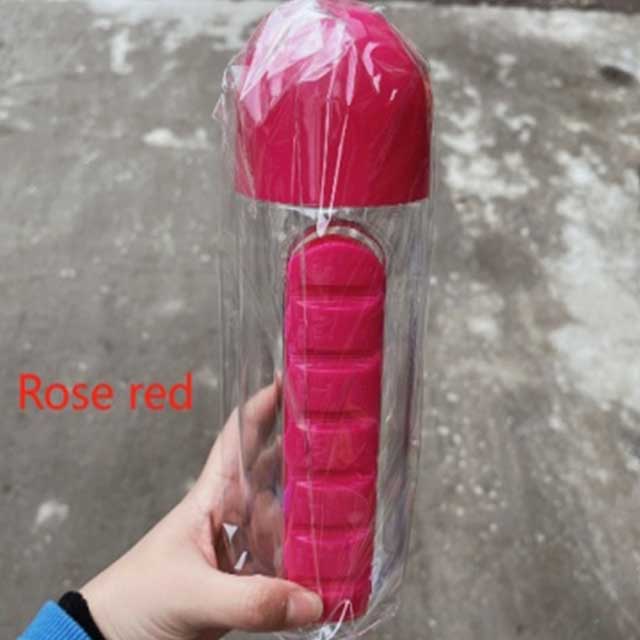 زجاجة دواء بلاستيكية محمولة 2 في 1 - موزع حبوب سفر مريح وحاوية تخزين