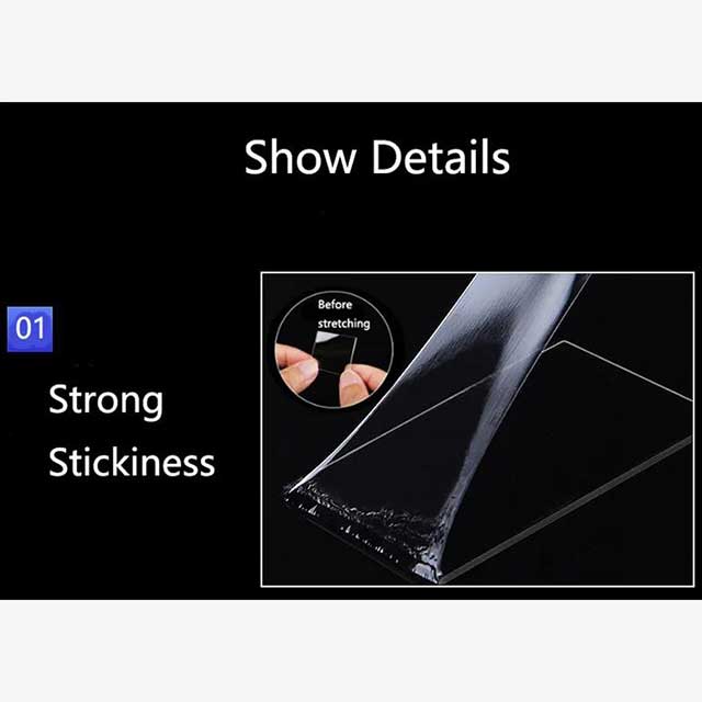 Reusable Double-Sided Transparent Tape – Strong, Washable Adhesive for Home, Office & Crafting