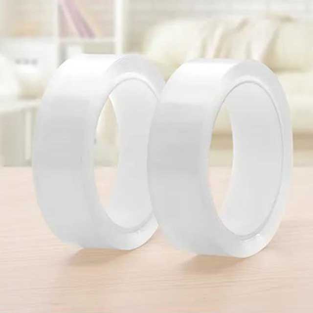 Reusable Double-Sided Transparent Tape – Strong, Washable Adhesive for Home, Office & Crafting