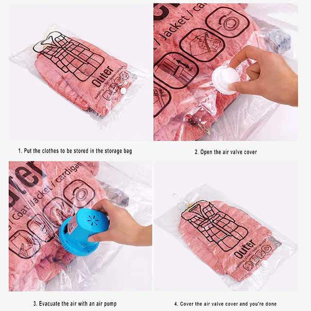 Hanging Vacuum Foldable Transparent Bags for Clothes – Space-Saving Storage Solution for Garments