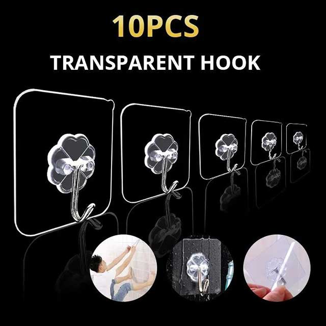 1 Piece Transparent Kitchen Wall Hanging Organizer – Space-Saving Storage Rack for Utensils & Accessories