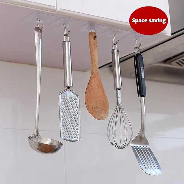 1 Piece Transparent Kitchen Wall Hanging Organizer – Space-Saving Storage Rack for Utensils & Accessories