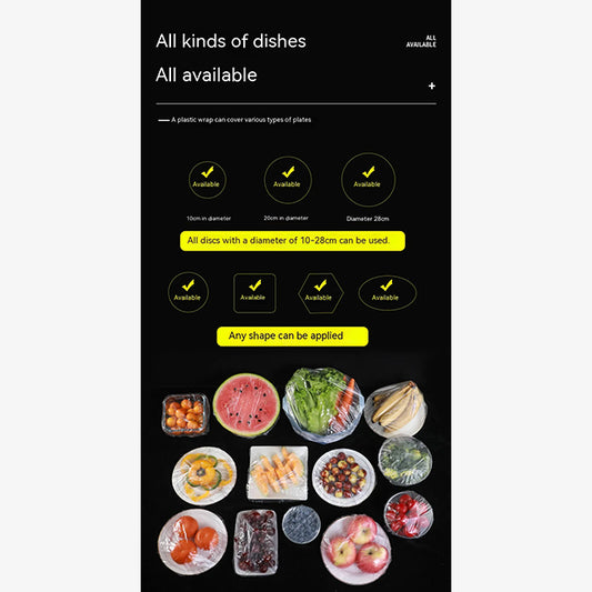 100 Pieces No-Smell Food Fresh Bowl Covers – Leak-Proof, Airtight Lids for Freshness and Food Storage