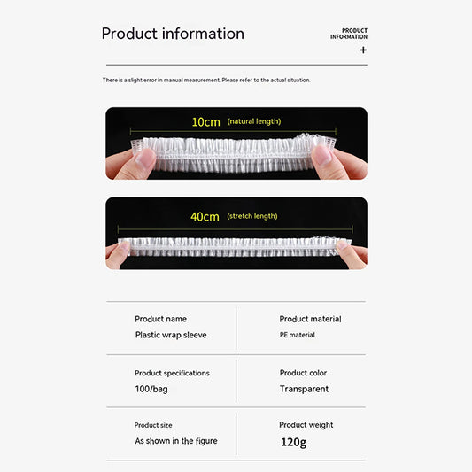 100 Pieces No-Smell Food Fresh Bowl Covers – Leak-Proof, Airtight Lids for Freshness and Food Storage