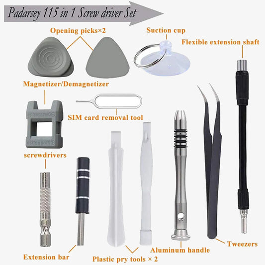 115PCS Screwdriver Repair Tool Kit Set – Complete Precision Tools for DIY, Home & Professional Use