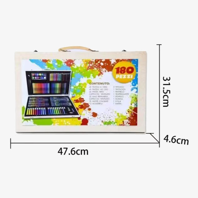 180 Pcs Wooden Box Coloring and Painting Set – Complete Art Kit for Kids & Adults