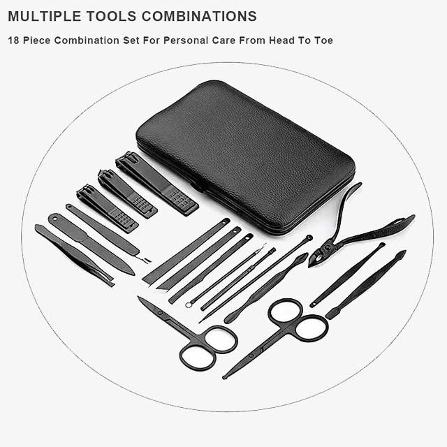 18pcs Manicure Cutters Nail Clipper Set – Professional Grooming Kit for Nails, Cuticles & Toenails