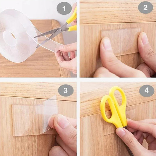 2-Meters Double Sided Transparent Tape – Strong Adhesive for Crafting, DIY, and Home Use