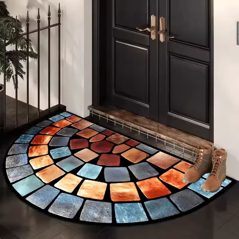 (40*60CM) Thick Soft Non-Slip Door Mat – Chic Art Design Polyester Carpet for Living Room, Porch, and Entryway – Modern Home Décor Rug