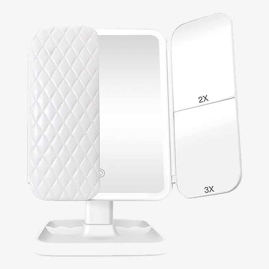 3-Sided Folding LED Magnifying Makeup Mirror with Lights – Compact, Adjustable Lighted Mirror for Precision Makeup Application