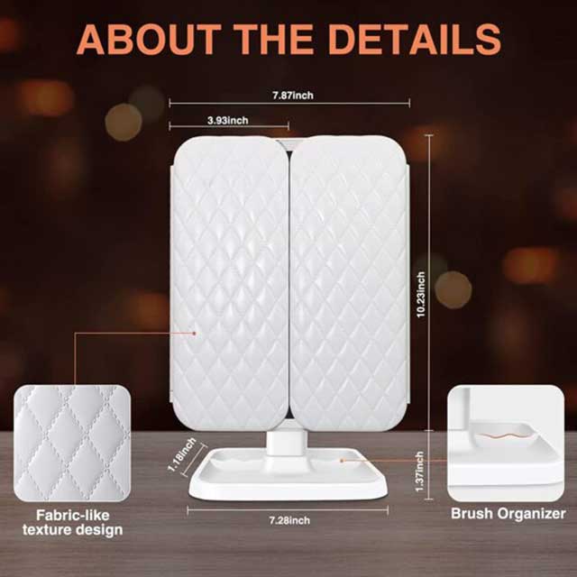 3-Sided Folding LED Magnifying Makeup Mirror with Lights – Compact, Adjustable Lighted Mirror for Precision Makeup Application