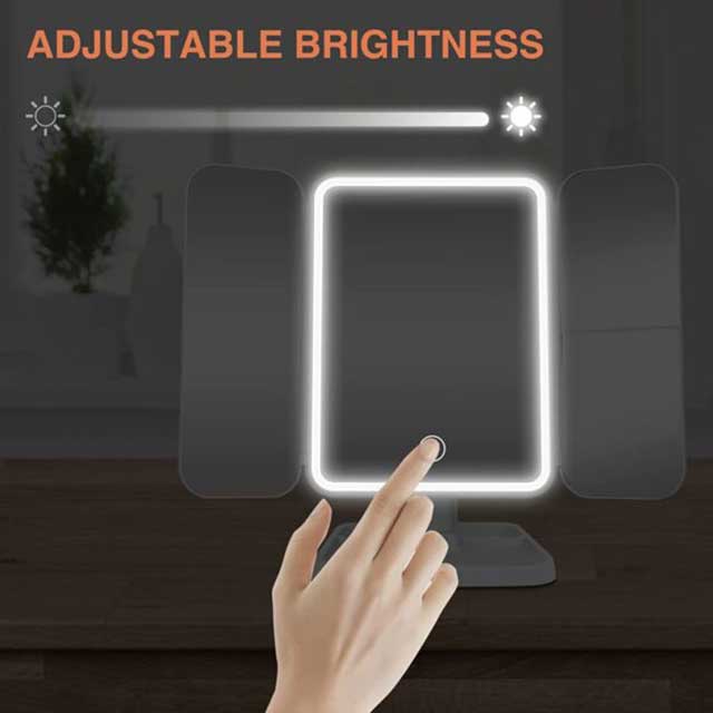 3-Sided Folding LED Magnifying Makeup Mirror with Lights – Compact, Adjustable Lighted Mirror for Precision Makeup Application