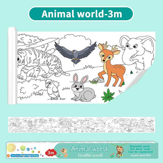 3 Meters Color Drawing Kids Paper Sticker Roll