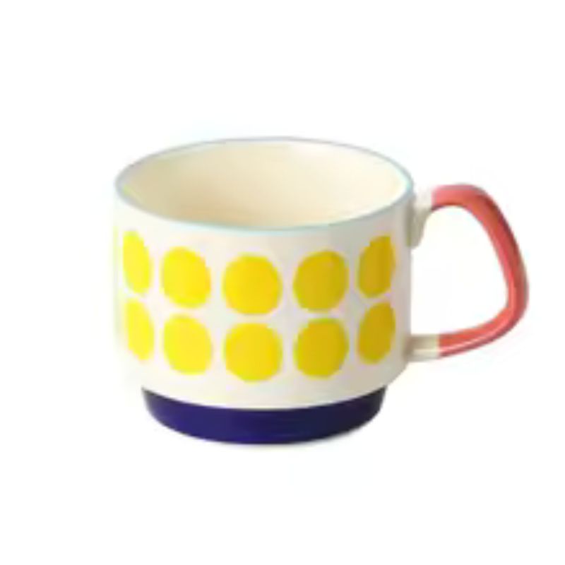 300ml Japanese Retro Floral Coffee Mug Set – Handcrafted Ceramic Oatmeal & Milk Cup – Vintage Flower Design Office Water Mug with Ergonomic Handgrip (300ml)