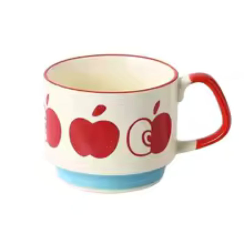 300ml Japanese Retro Floral Coffee Mug Set – Handcrafted Ceramic Oatmeal & Milk Cup – Vintage Flower Design Office Water Mug with Ergonomic Handgrip (300ml)