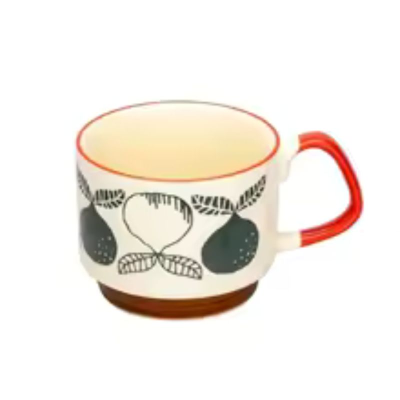 300ml Japanese Retro Floral Coffee Mug Set – Handcrafted Ceramic Oatmeal & Milk Cup – Vintage Flower Design Office Water Mug with Ergonomic Handgrip (300ml)