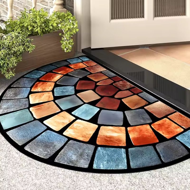 (40*60CM) Thick Soft Non-Slip Door Mat – Chic Art Design Polyester Carpet for Living Room, Porch, and Entryway – Modern Home Décor Rug