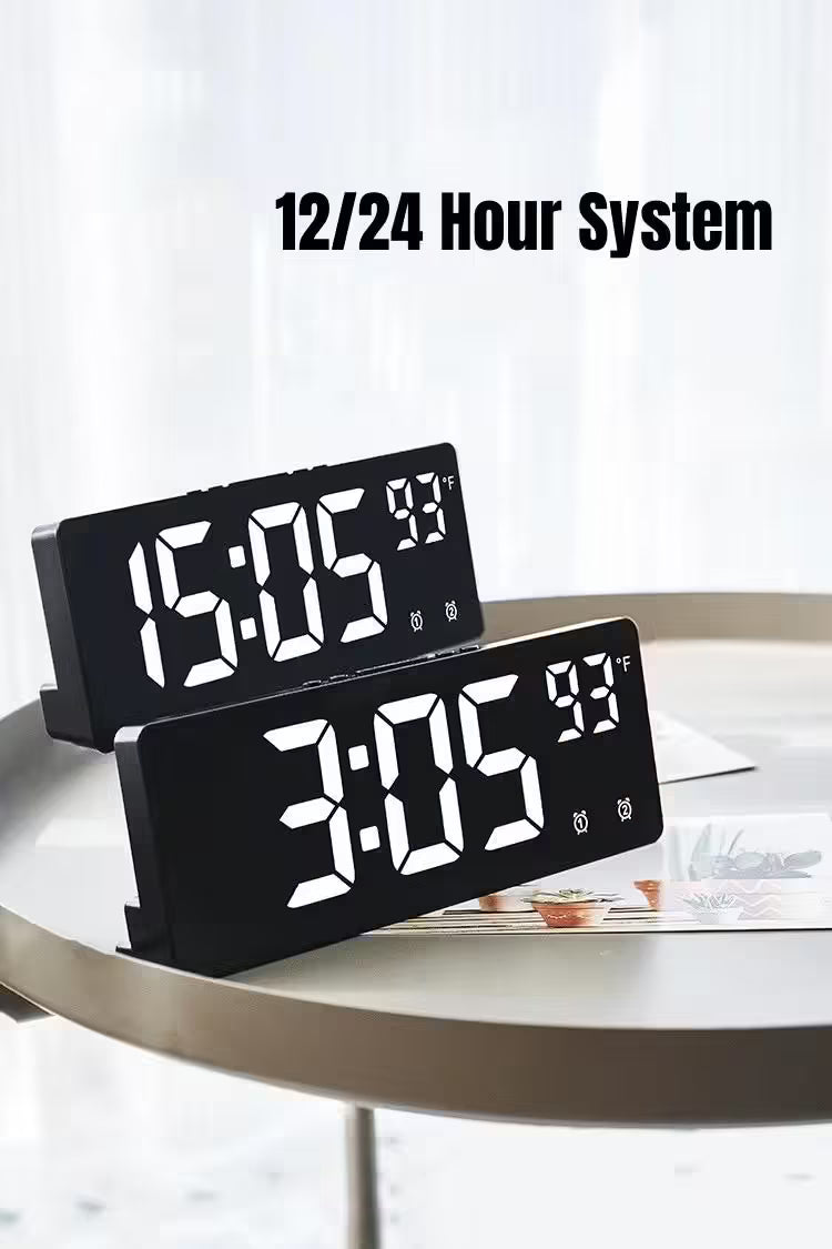 Digital Alarm Clock – Temperature Display, Dual Alarm, Snooze, Night Mode, 12/24H LED Desk Clock