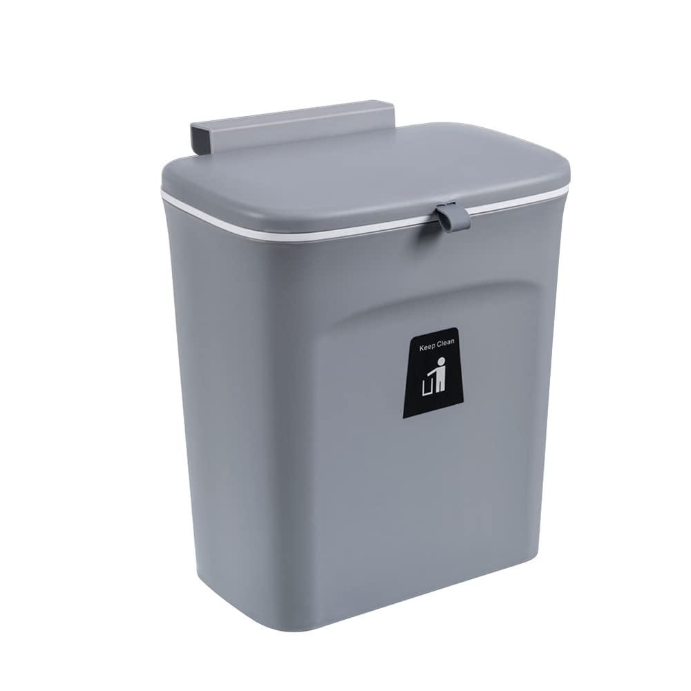 9L Hanging Kitchen Trash Can with Sliding Lid | Under Sink Cabinet Waste Bin for Kitchen, Bathroom & Office
