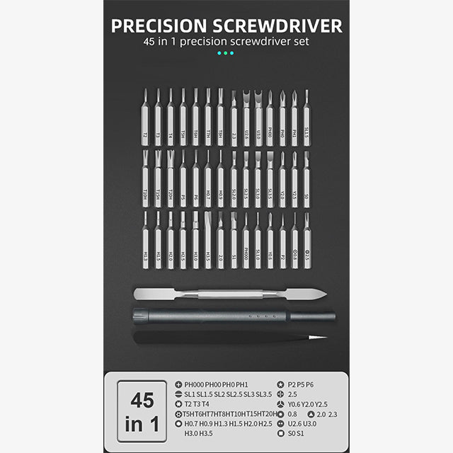 45-Piece Multi-Tool Screwdriver Set – Magnetic Precision Screwdriver Kit with Bits for Electric Devices