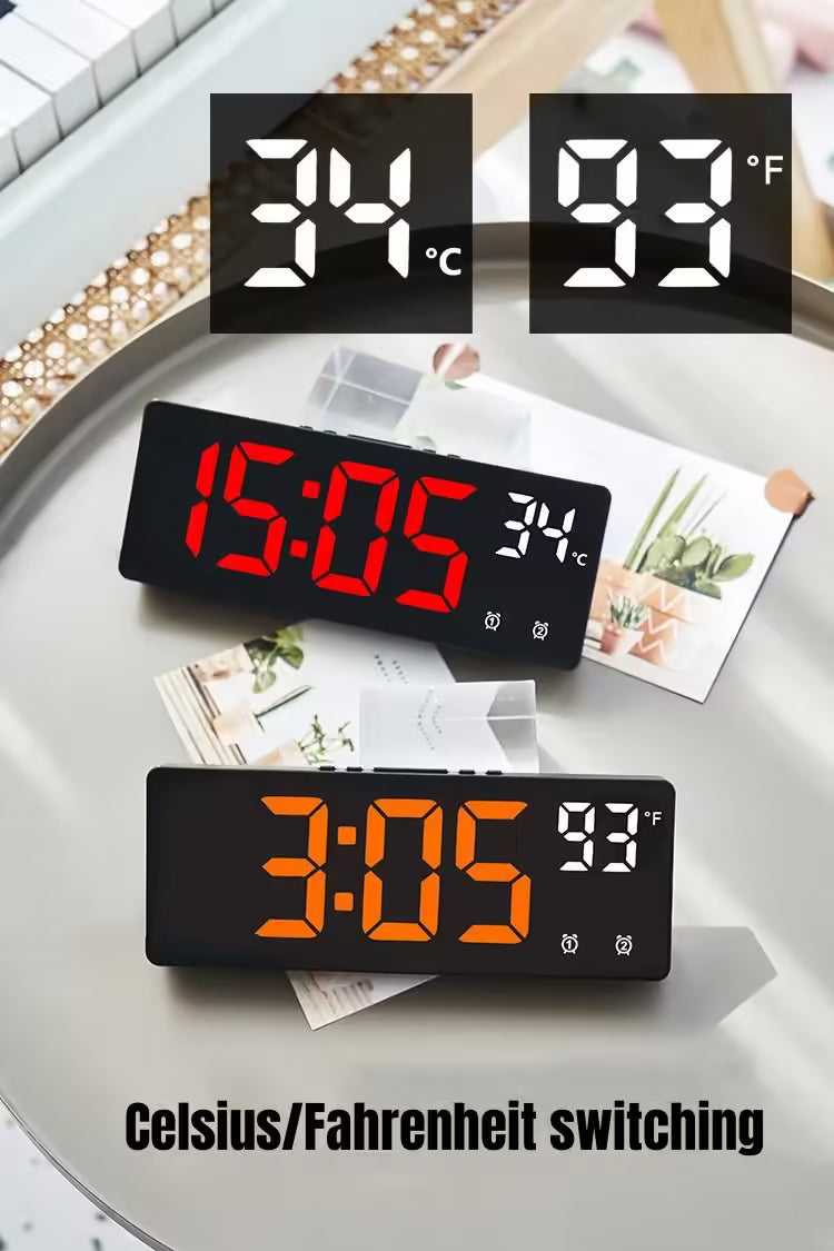 Digital Alarm Clock – Temperature Display, Dual Alarm, Snooze, Night Mode, 12/24H LED Desk Clock