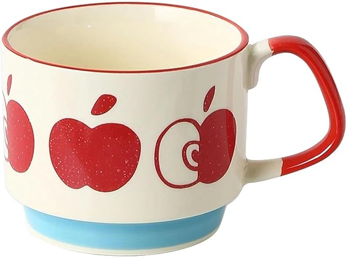 300ml Japanese Retro Floral Coffee Mug Set – Handcrafted Ceramic Oatmeal & Milk Cup – Vintage Flower Design Office Water Mug with Ergonomic Handgrip (300ml)