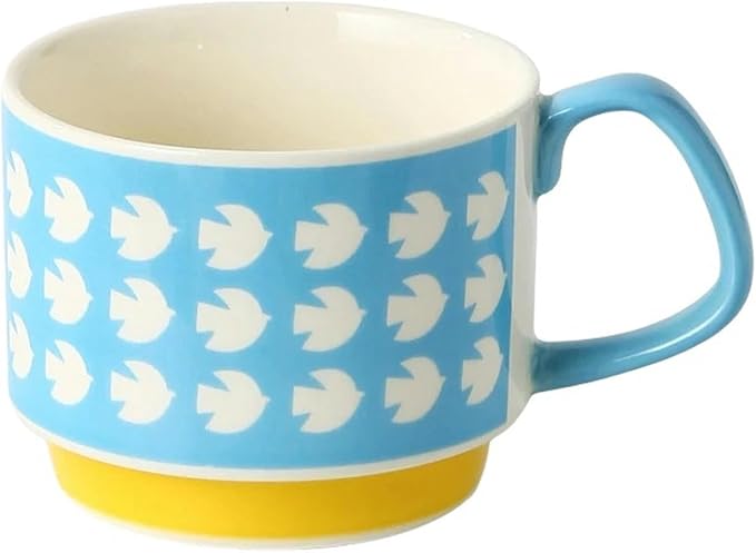 300ml Japanese Retro Floral Coffee Mug Set – Handcrafted Ceramic Oatmeal & Milk Cup – Vintage Flower Design Office Water Mug with Ergonomic Handgrip (300ml)