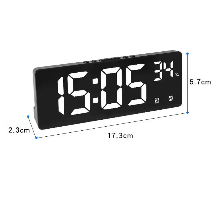 Digital Alarm Clock – Temperature Display, Dual Alarm, Snooze, Night Mode, 12/24H LED Desk Clock