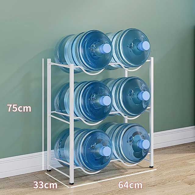 6 Gallon Water Bottle Storage Organizer - Heavy Duty Jug Holder Rack, Stackable Water Cooler Dispenser Stand for Office, Kitchen & Lobby