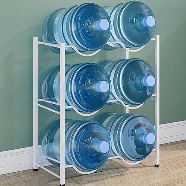6 Gallon Water Bottle Storage Organizer - Heavy Duty Jug Holder Rack, Stackable Water Cooler Dispenser Stand for Office, Kitchen & Lobby