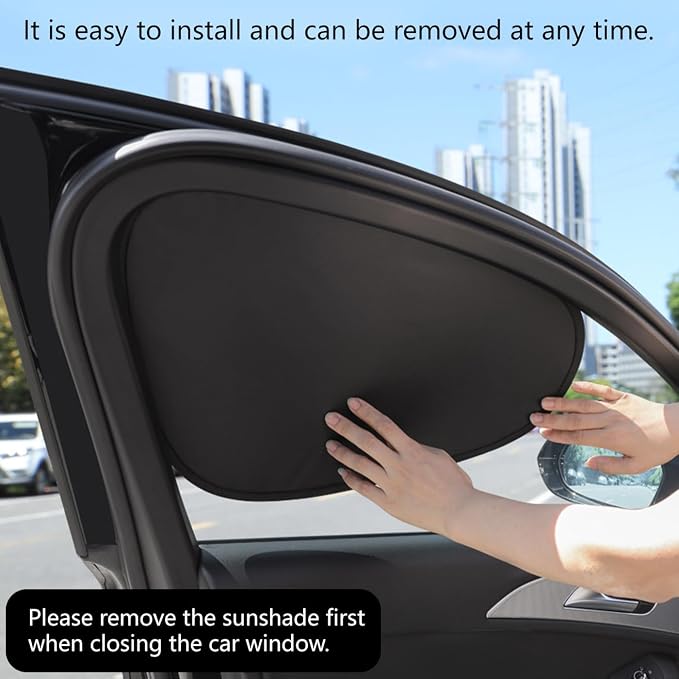 Universal Car Side Window Sunshade – Static Cling Mesh Sun Blocker, Foldable UV Protection Heat Shield for Side Windows