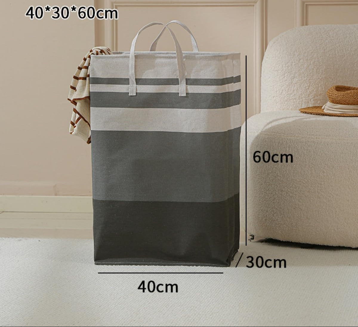 75L Large Laundry Basket with Reinforced Handles – 24" Tall Durable Dirty Clothes Hamper – Collapsible Storage Bag for Home, Dorms, and Hotels