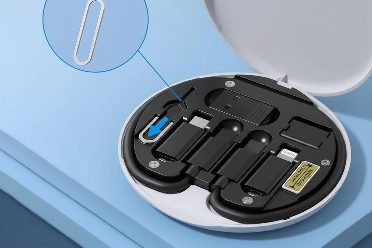 Portable Charging Cable Organizer Case – Multifunction Travel Data Cable Storage Box with USB Adapter Organizer & Tangle-Free Cord Management