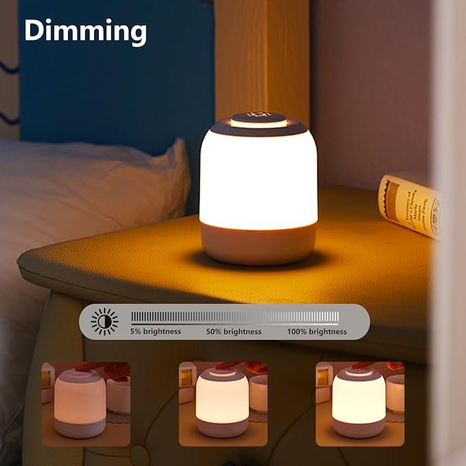 Rechargeable LED Baby Night Light – Portable Touch Dimmable Warm Bedside Lamp for Nursery, Breastfeeding, Kids & Bedroom