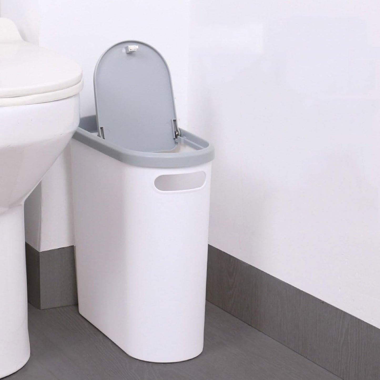 10L Press-Type Bathroom Trash Can – Slim Rectangular Garbage Bin with Pop-Up Lid – Hygienic Odor-Block Wastebasket for Toilet, Kitchen, and Bedroom