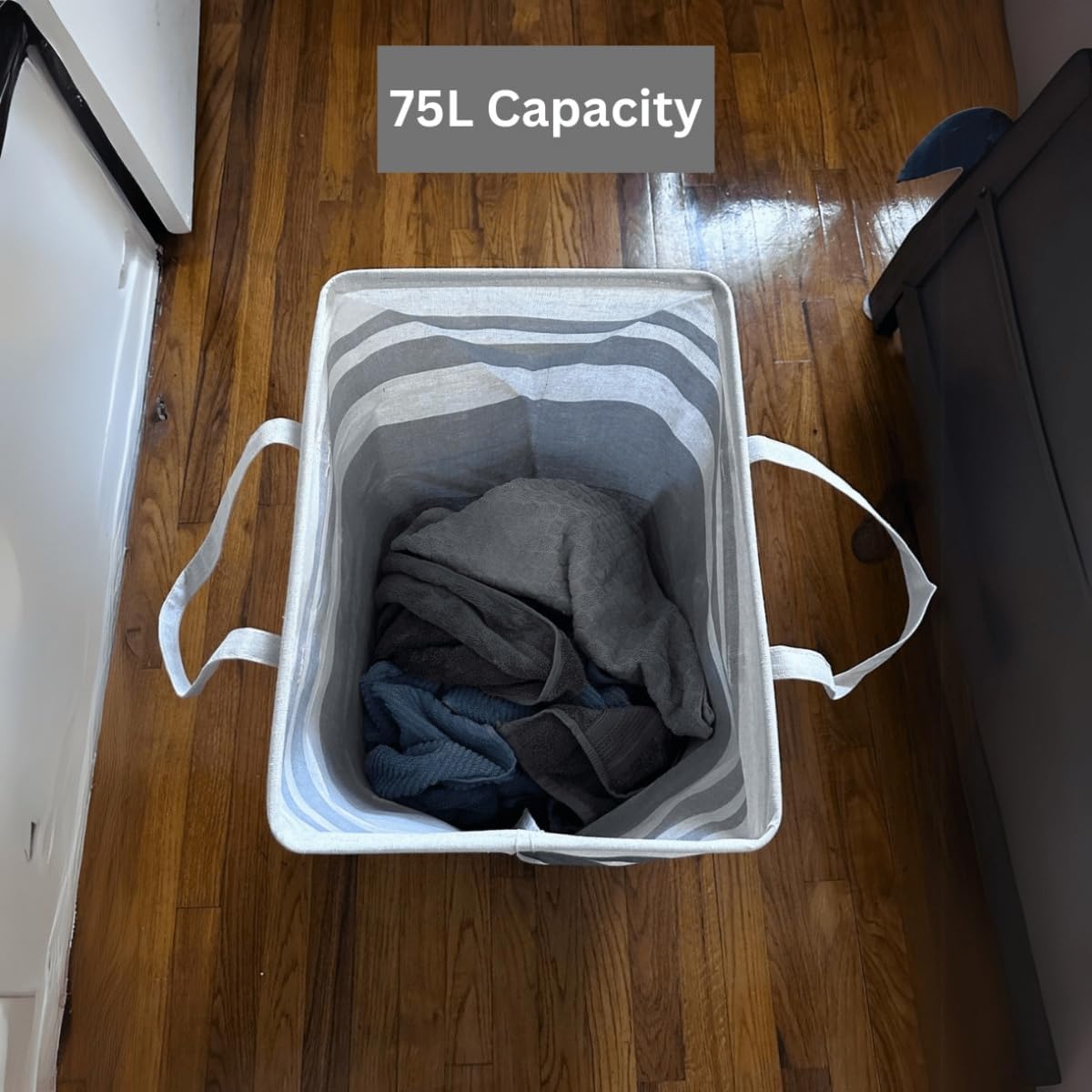 75L Large Laundry Basket with Reinforced Handles – 24" Tall Durable Dirty Clothes Hamper – Collapsible Storage Bag for Home, Dorms, and Hotels