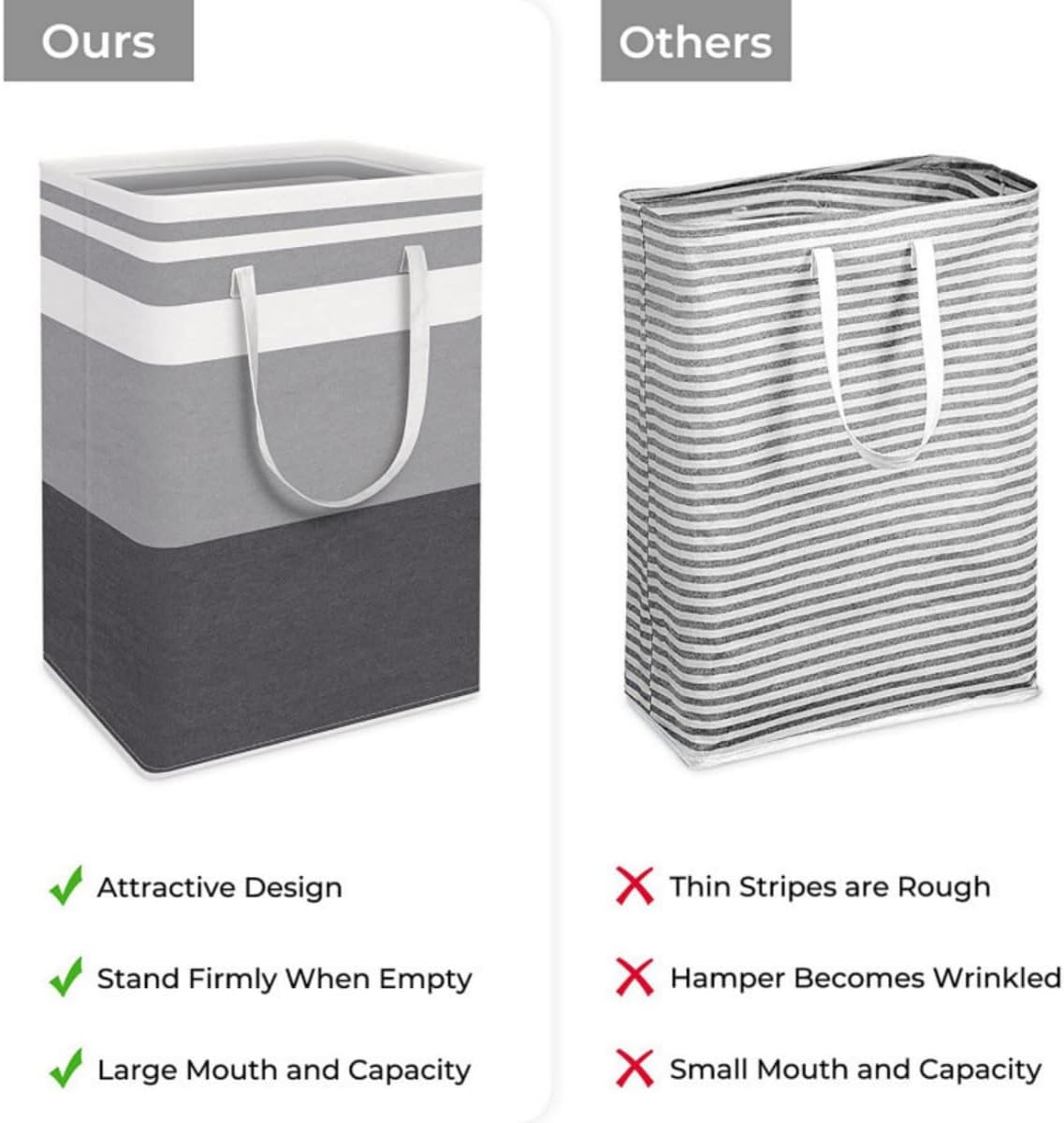75L Large Laundry Basket with Reinforced Handles – 24" Tall Durable Dirty Clothes Hamper – Collapsible Storage Bag for Home, Dorms, and Hotels