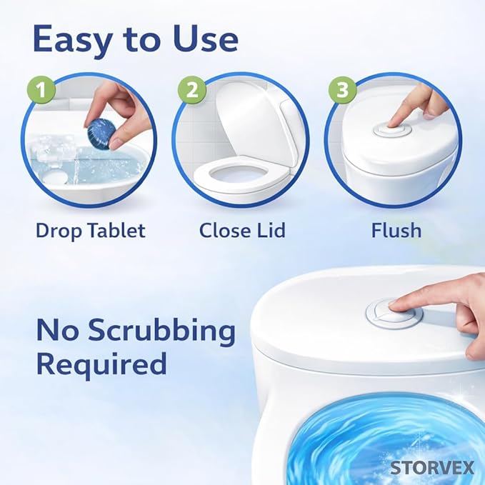 Automatic Toilet Cleaner Tablets – Pack of 10 Blue Toilet Tank Cleaning Tablets, Limescale Remover, Deodorizer & Long-Lasting Freshener, Septic Safe