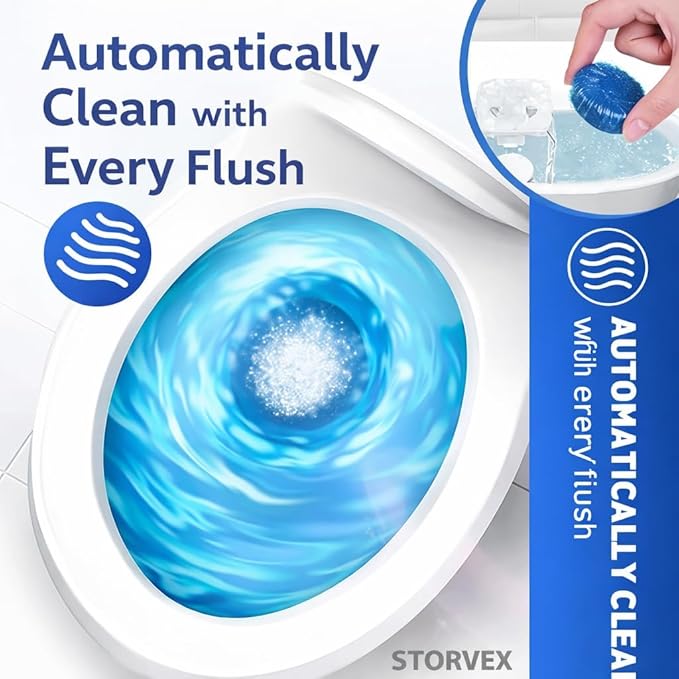 Automatic Toilet Cleaner Tablets – Pack of 10 Blue Toilet Tank Cleaning Tablets, Limescale Remover, Deodorizer & Long-Lasting Freshener, Septic Safe